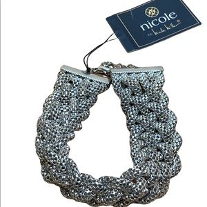 Nicole Miller 8inch Braided Silvertone Bracelet NEW